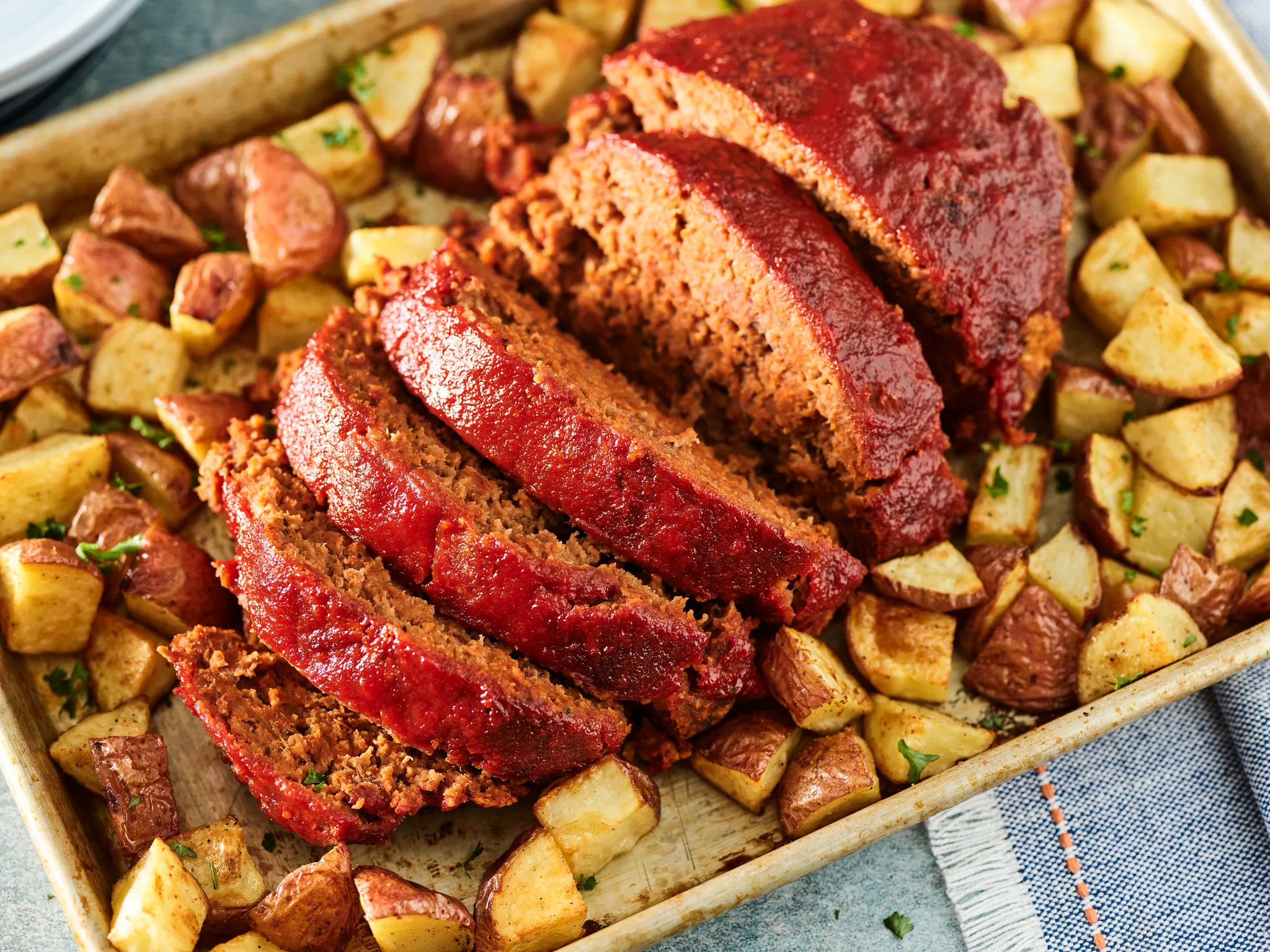 Easy Sheet Pan Meatloaf and Potatoes